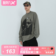 【2GUNS官方网店】潮牌人像印花复古卫衣灰色宽松圆领长袖外套男