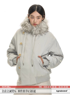 TGNS连帽大毛领m4a1羽绒服女款冬季美式复古派克服保暖加厚外套男