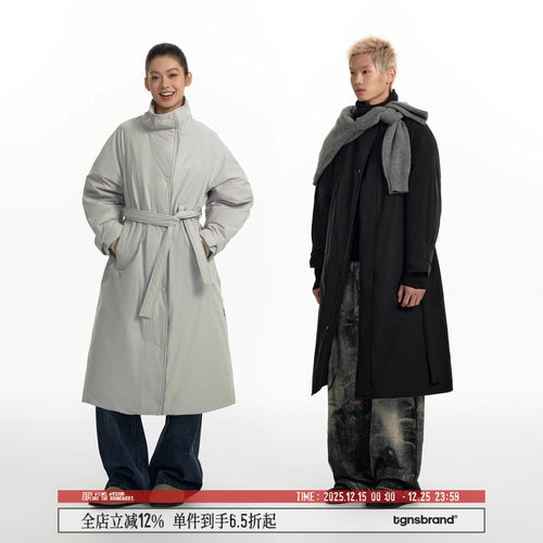 TGNS中长款立领风衣棉服保暖外套