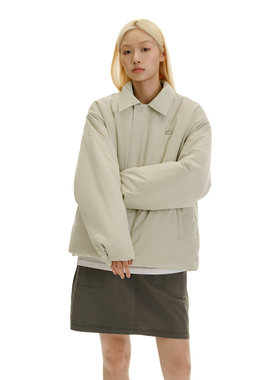 TGNS潮牌金属圆弧夹棉夹克女冬季美式休闲宽松加厚保暖棉衣外套男