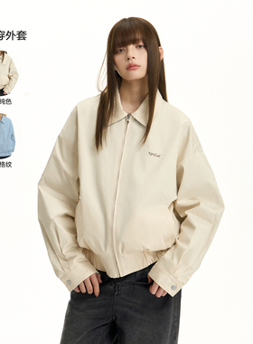 【双面穿】TGNS格纹百搭工装外套女秋季流行美式夹克格子上衣男款