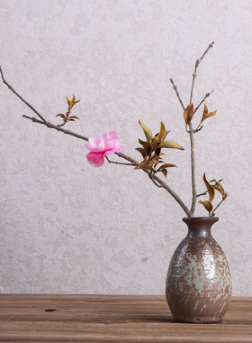 粗陶花瓶干花装饰品摆件客厅插花北欧水培中式餐桌禅意陶瓷小花瓶