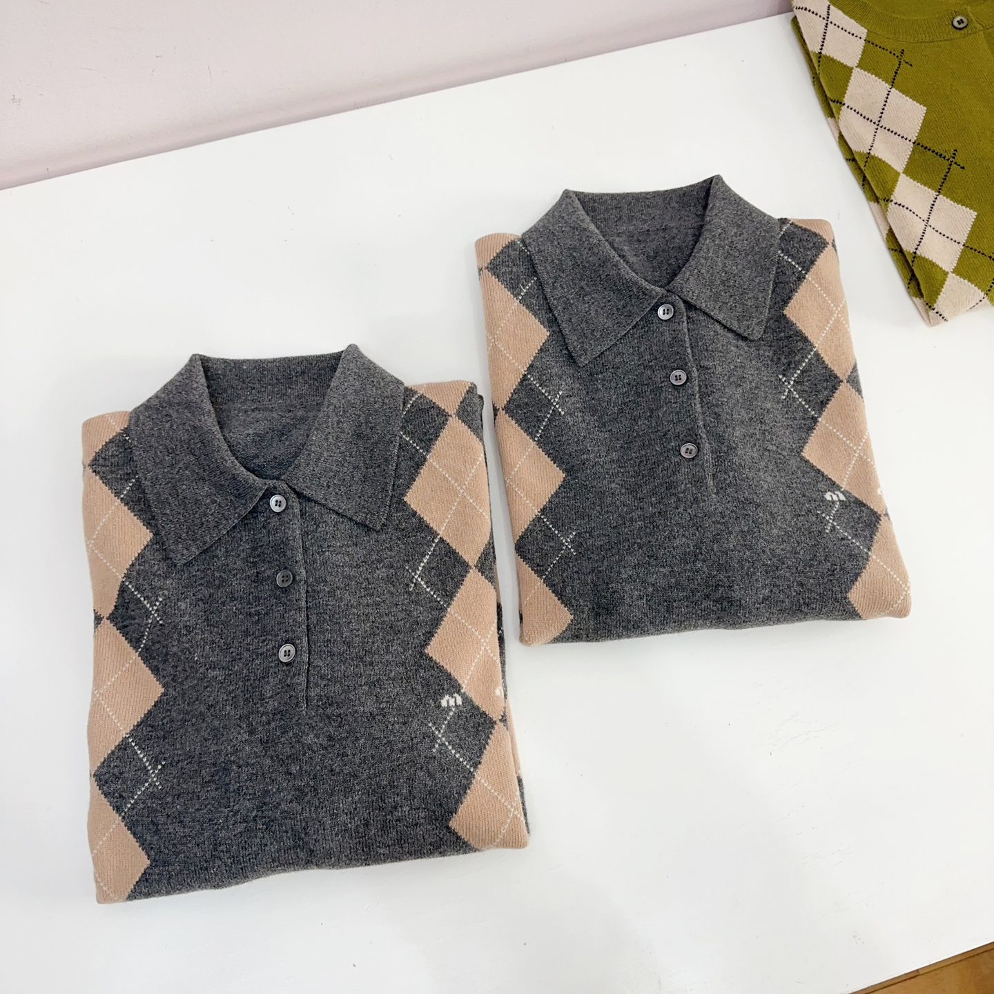 NGRM羊毛羊绒polo领学院风毛衣