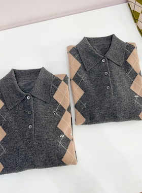 NGRM 70%羊毛30%羊绒~刘浩存同款polo领宽松毛衣学院风针织衫女