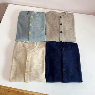 NGRM  yb面料~绵羊毛牦牛毛混纺笑脸针织开衫短款毛衣外套上衣女