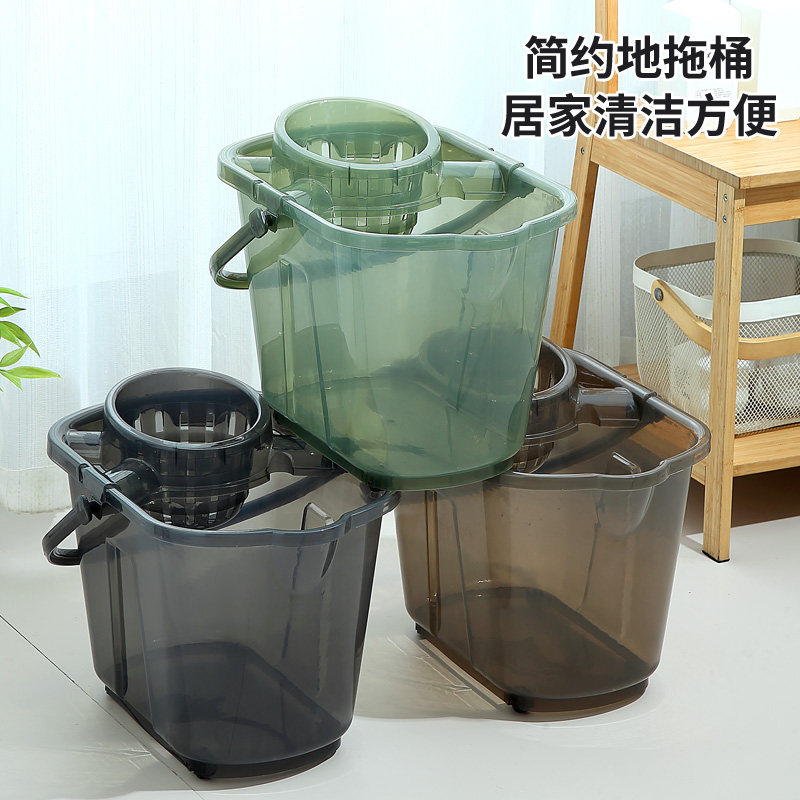 家用手压拖把桶带滑轮加厚旋转挤水桶墩布清洁桶拖把拧干桶大容量