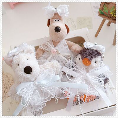飞行员小狗挂件/花生企鹅11cm/西高地小狗挂饰钥匙扣娃衣白纱裙