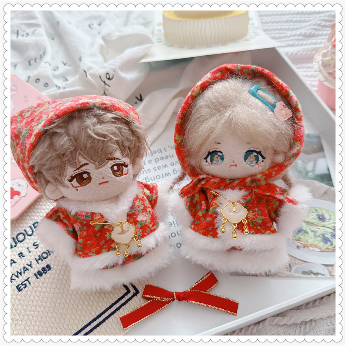 棉花娃娃10cm15厘米娃衣村花毛边两件套裤子头巾衣服着替换装,模玩/动漫/周边/娃圈三坑/桌游,棉花娃娃/毛绒玩具娃衣,淘宝优惠券,粉丝福利购,淘宝优惠卷