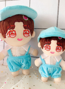 现货 蓝色背带裤鸭舌帽子衣服裤子20厘米套装115cm娃衣布娃娃娃娃