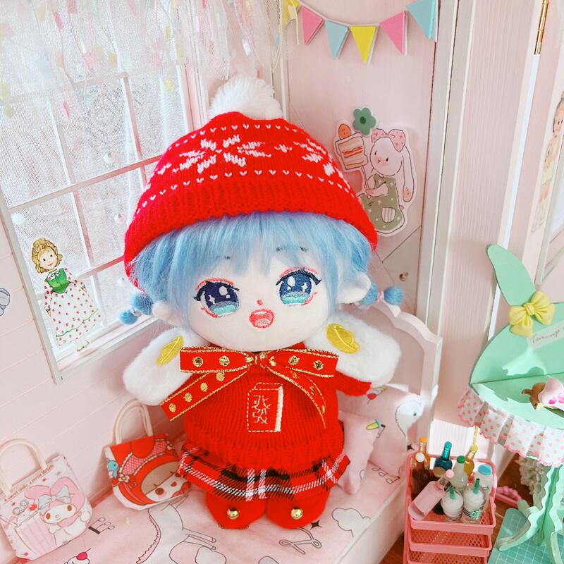 现货 元宝披肩新年衣服20厘米套装20cm娃衣明星棉花娃娃替换