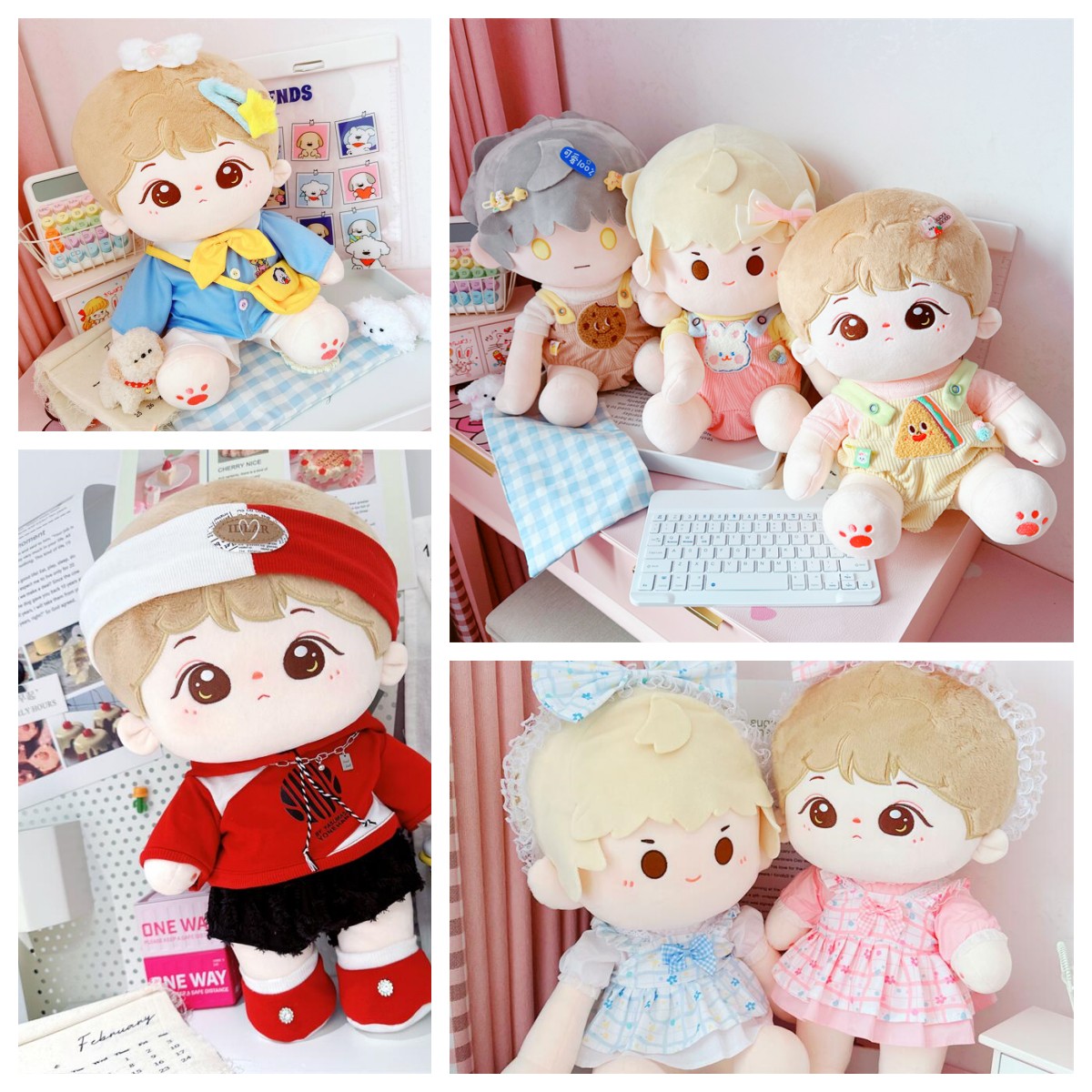 现货棉花娃娃娃衣40cm一番赏坐姿连衣裙背带裤T恤裤子衣服套装