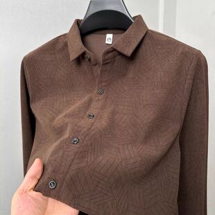 复古灯芯绒长袖衬衫男士25秋季新款条绒印花衬衣男装中年休闲外套