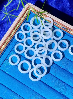 天然和田玉羊脂白玉戒圈戒指玉石扳指圈口齐全一物一证送礼佳品