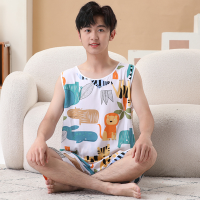 夏季青少年棉绸人造棉大儿童睡衣