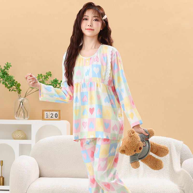 多巴胺甜美云朵棉睡衣女款春秋季2026新款长袖长裤套装家居服夏女