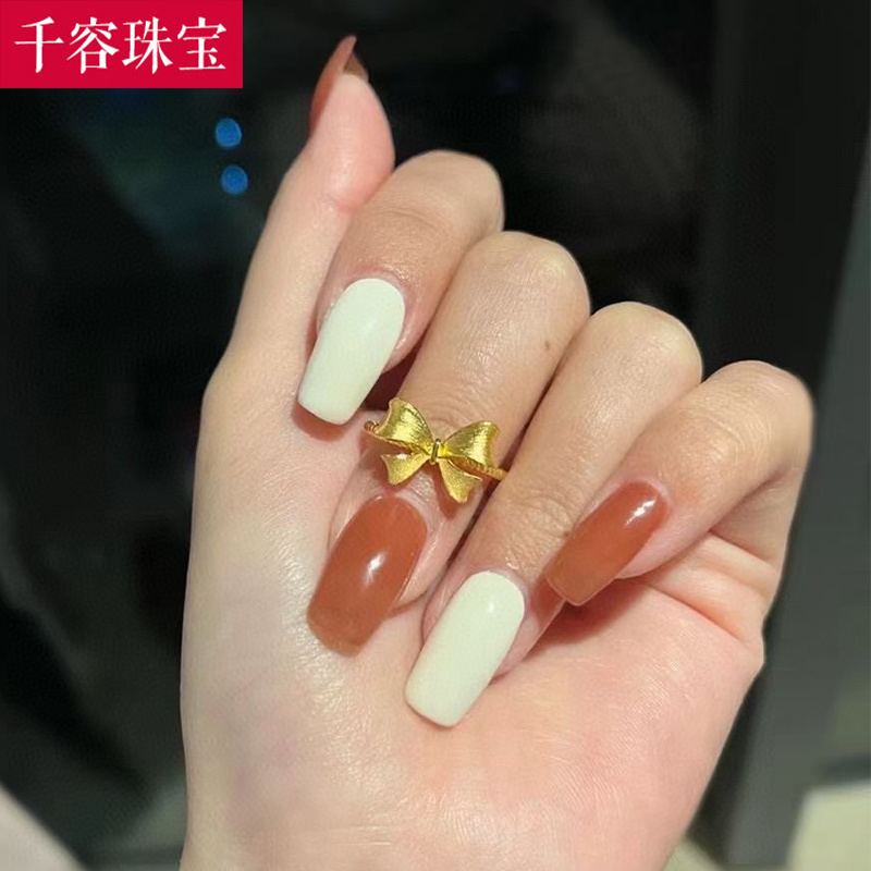 新款5G黄金蝴蝶结戒指女款礼物