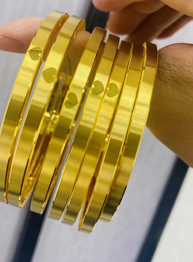 新品5g黄金手镯999爱心数字