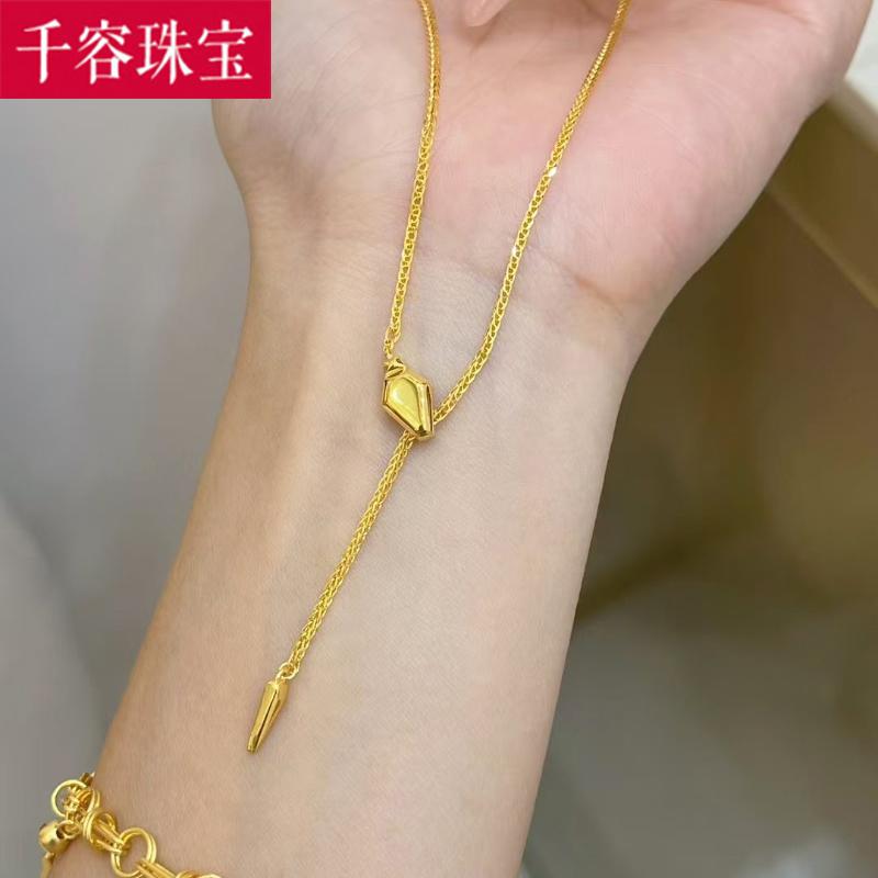 5G黄金蛇头项链999足金锁骨链套链纯金正品生肖蛇一体 送老婆礼物