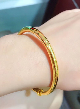 24k黄金手镯女款999实心时尚推拉
