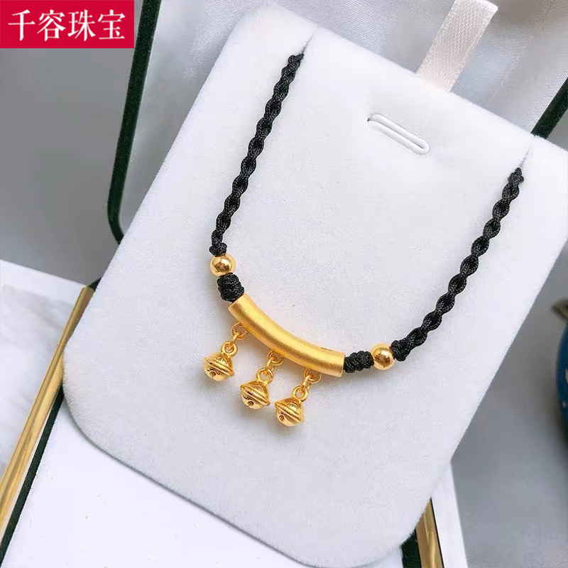 黄金弯管铃铛红绳脚链