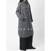 斜纹花纱羊毛双面尼大衣女冬立领长款 INNER ROOM定仿意式 毛呢外套