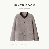 羊驼毛拼羊皮廓形双面毛呢西装 INNER ROOM质感老钱 外套女秋冬