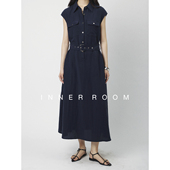 领连衣裙女休闲工装 INNER ROOM天丝亚麻气质衬衫 腰带收腰裙子夏