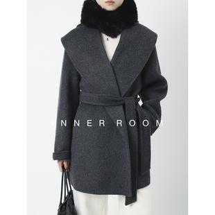 INNER ROOM老钱牦牛绒双面呢翻领浴袍大衣女冬ins高级毛呢外套