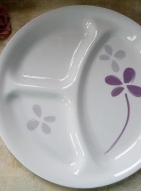 美国进口康宁玻璃餐具CORELLE紫色幸运草10寸圆分隔盘310-WP正品