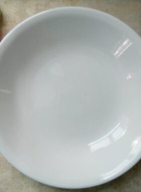 美国进口康宁耐热玻璃餐具CORELLE纯白6寸圆深盘碟螺纹413-N正品