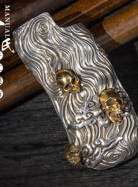 复古纯银镶嵌黄铜原创手工