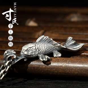 99足银小鱼纯银吊坠银饰品 银鱼项链999纯银女短款锁骨链 包邮