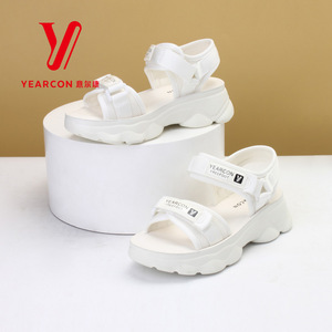 意尔康运动女凉鞋2023夏新款2382AS15114U厚底休闲魔术贴沙滩鞋女