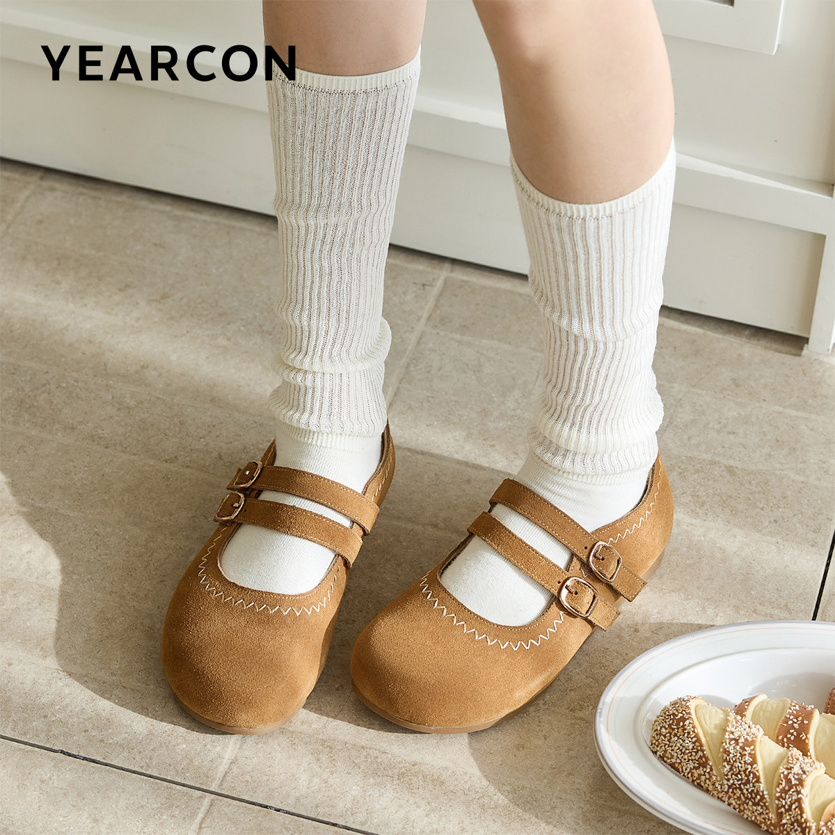 意尔康女鞋2026春秋新款休闲勃肯鞋女复古圆头平底软底百搭单鞋,女鞋,勃肯鞋/软木鞋,淘宝优惠券,粉丝福利购,淘宝优惠卷