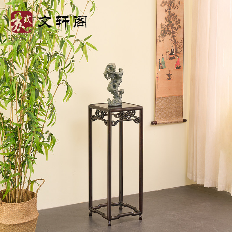 紫光檀红木家俱明式花架实木酸枝木花几落地盆景架客厅中式置物架