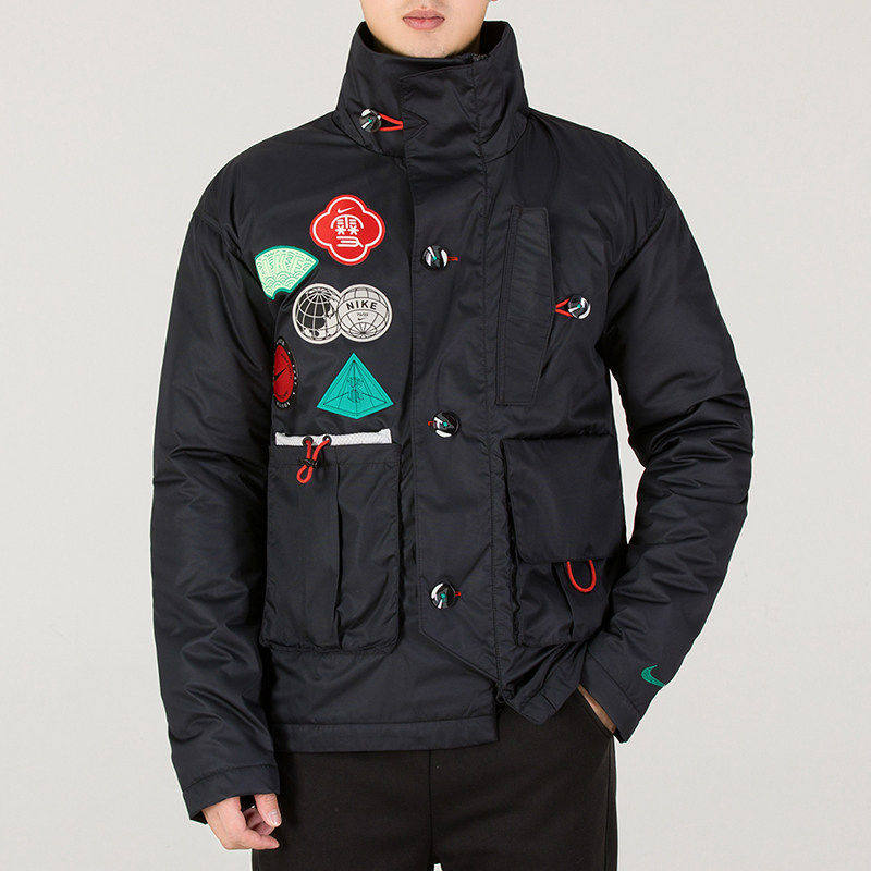 NIKE耐克外套男2022春秋新款欧文印花篮球加绒薄棉服DJ3856-010