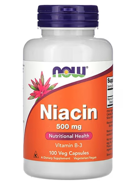 现货美国Now Foods 烟酸 Niacin 维生素B-3 500毫克100粒胶囊