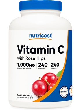 现货 美国Nutricost Vitamin C 玫瑰果维生素 C 1000mg240 粒胶囊