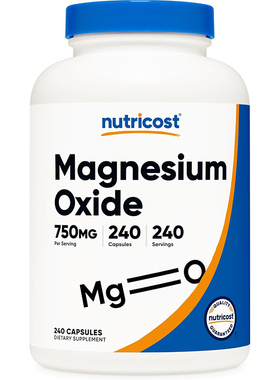 美国直邮Nutricost Magnesium Oxide氧化镁胶囊750mg240粒420mg镁