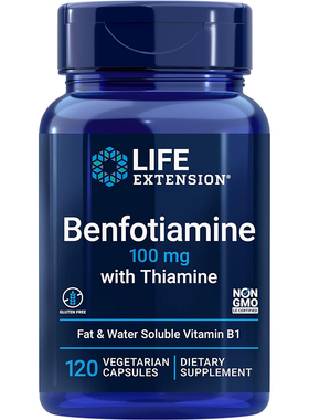 现货Life Extension Benfotiamine 苯磷硫胺硫胺素维生素B1胶囊
