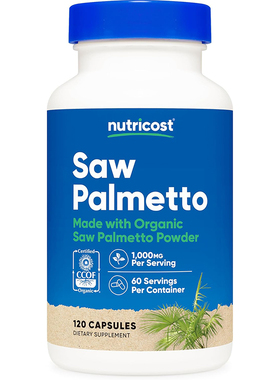 现货美国Nutricost Saw Palmetto锯棕榈500毫克120粒胶囊前列健康
