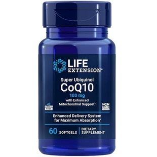 现货美国Life Extension还原型辅酶Q10 100mg泛醇CoQ10富里酸60粒