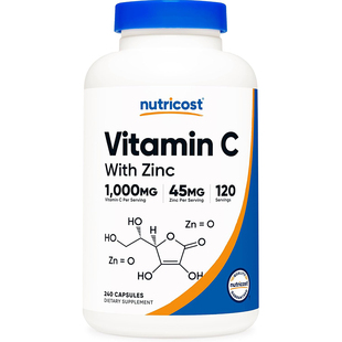 现货美国Nutricost VitaminC with Zinc成人维生素C含锌补充240粒