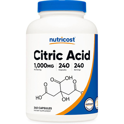 美国直邮nutricost Citric Acid 柠檬酸1000mg*240粒胶囊