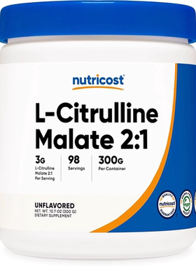 直邮Nutricost L-Citrulline Malate瓜氨酸苹果酸(2:1)粉末300g