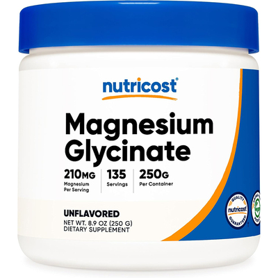 现货Nutricost Magnesium Glycinate Powder甘氨酸镁粉 原味 250g