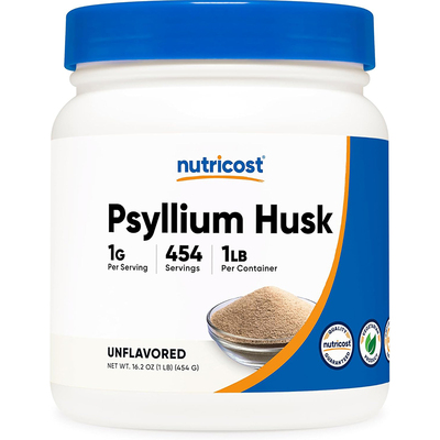 现货美国Nutricost Psyllium Husk洋车前子壳粉高纤维 原味 454克