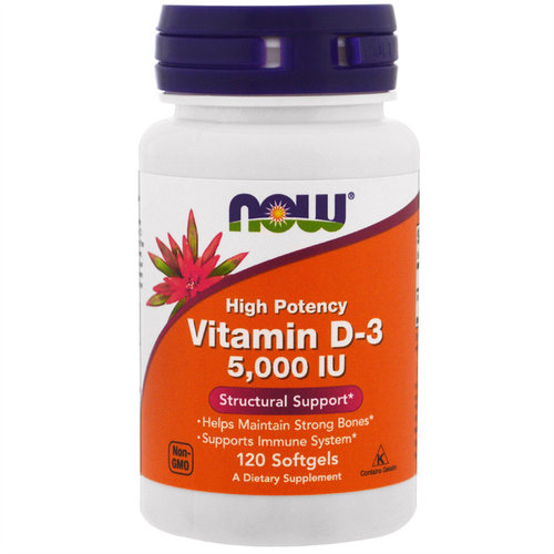 现货美国 Now Foods Vitamin D-3 维生素 D3 5000IU 120粒软胶囊