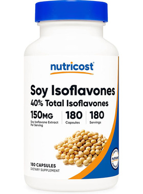 美国直邮nutricost Soy Isoflavones 大豆异黄酮胶囊 150mg*180粒