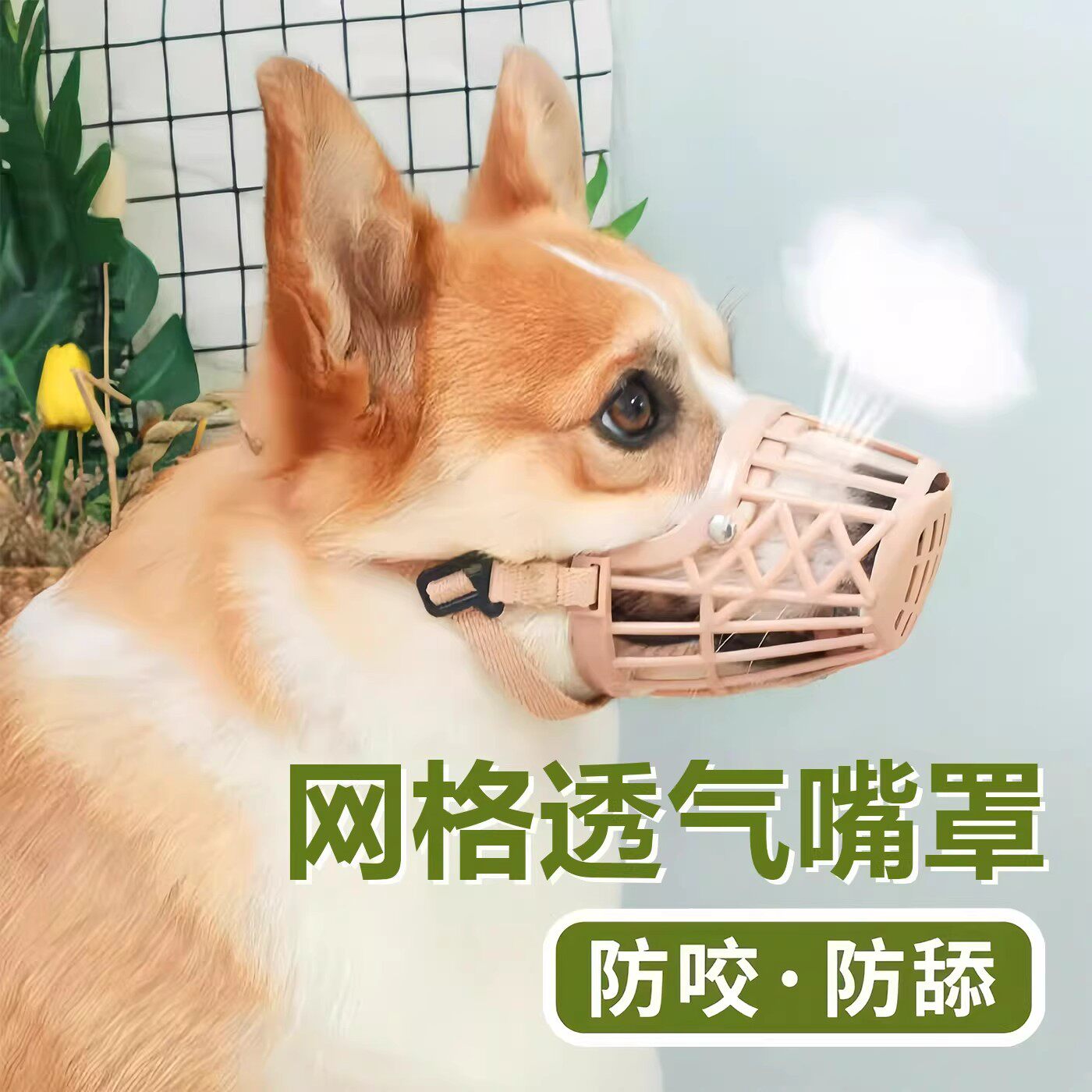 宠物狗狗嘴套防咬防舔防叫丙纶织带软塑料透气网格嘴套栅栏狗嘴套